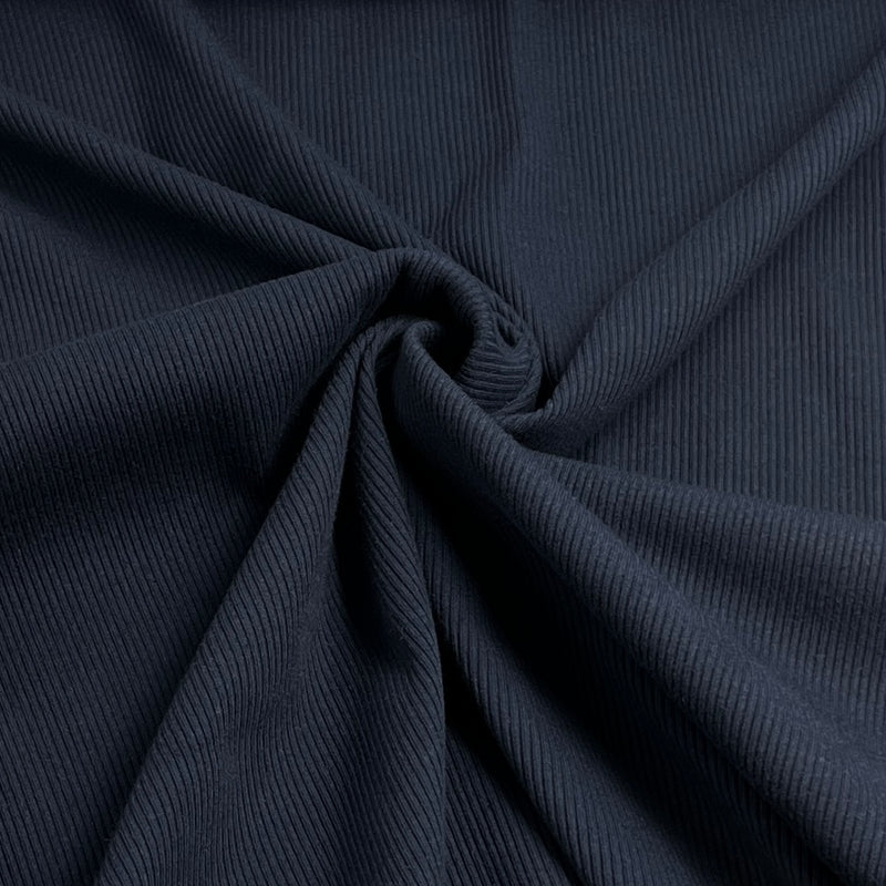 Navy Rib Knit - Cotton/Spandex, 2x2 Open-Width Rib - SKU 8152 #S/P