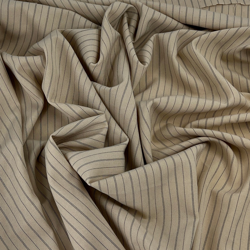 Polyester/Spandex Stretch Suiting - Champagne Pinstripe - SKU 5608 #S118