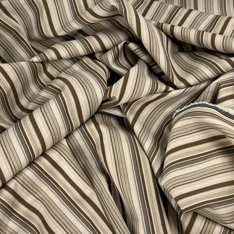 Cotton/Spandex Stretch Twill Suiting - Brown Stripe - SKU 5608 #S68
