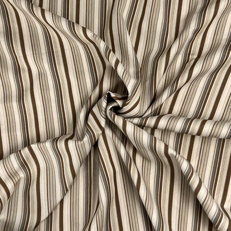 Cotton/Spandex Stretch Twill Suiting - Brown Stripe - SKU 5608 #S68