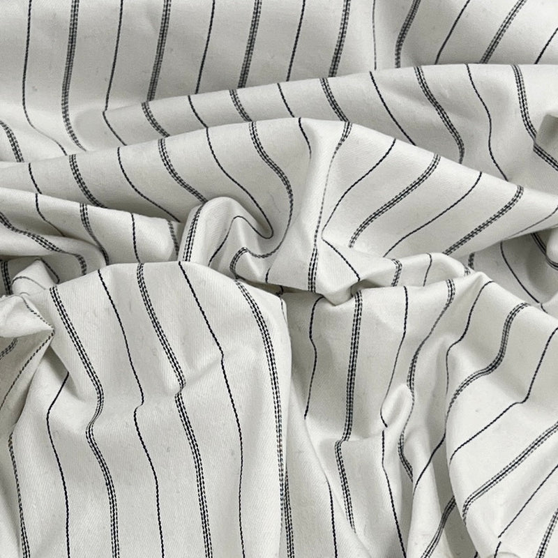 Cotton/Spandex Stretch Twill Suiting - White Pinstripe - SKU 5608 #S118