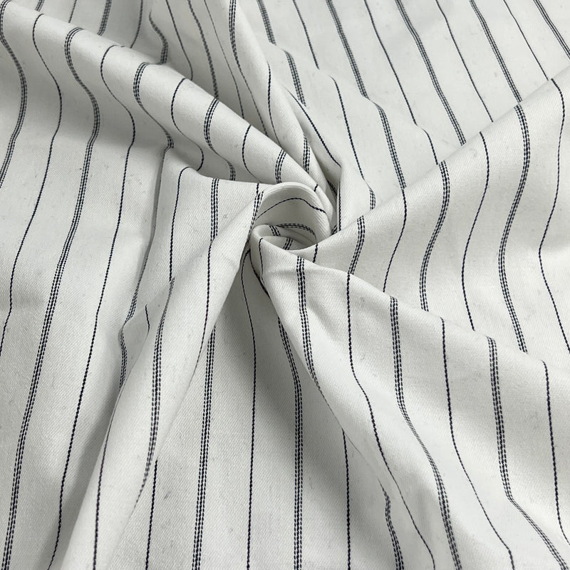 Cotton/Spandex Stretch Twill Suiting - White Pinstripe - SKU 5608 #S118