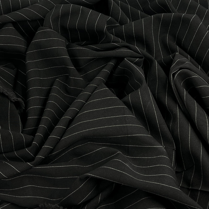 Polyester/Spandex Stretch Suiting - Black Pinstripe - SKU 5608 #S68