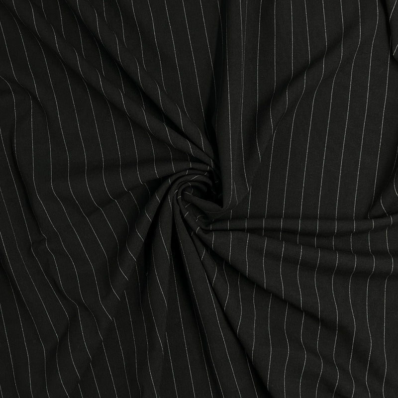 Polyester/Spandex Stretch Suiting - Black Pinstripe - SKU 5608 #S68