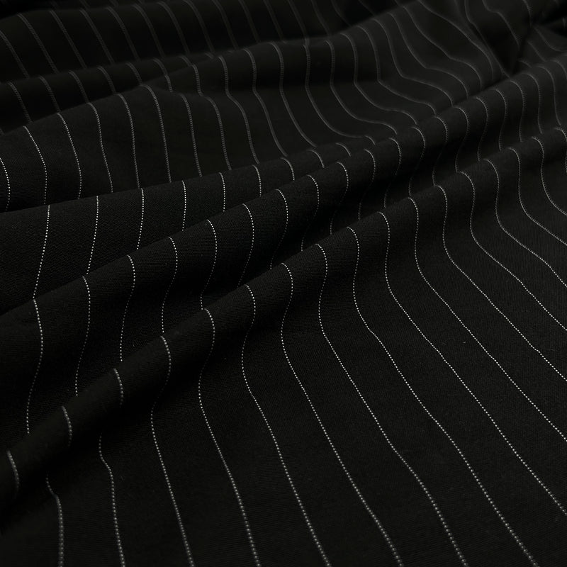 Polyester/Spandex Stretch Suiting - Black Pinstripe - SKU 5608 #S68