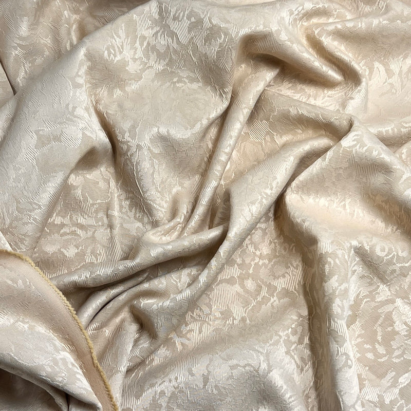 Beige Floral Jacquard Upholstery Cotton - 92" Maker's Roll End