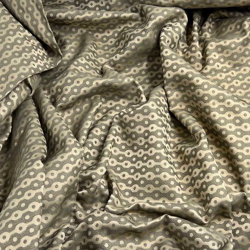 Taupe Dotted Abstract Stripe Lightweight Upholstery - 90" Maker's Cut