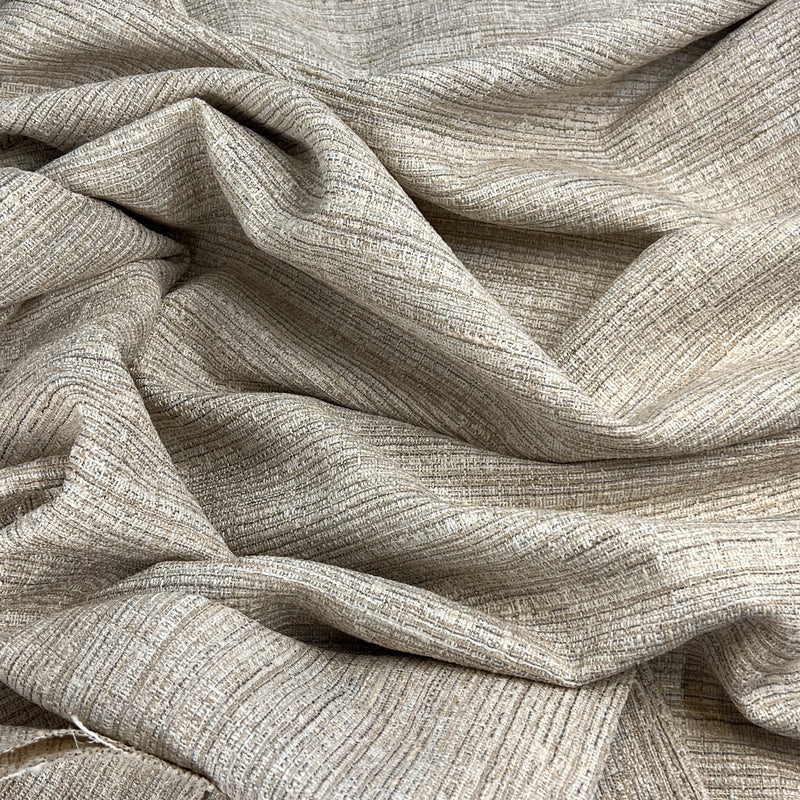 Beige Crosshatch Slub Upholstery - 80" Home Decor Cut