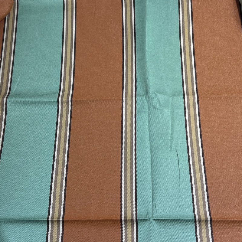 Mocha & Green Stripe Upholstery & Drapery Canvas - 84" Maker's Cut