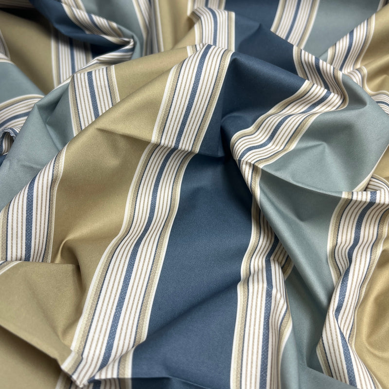 Gold & Teal Nylon Drapery Stripe - 72" Maker's Cut