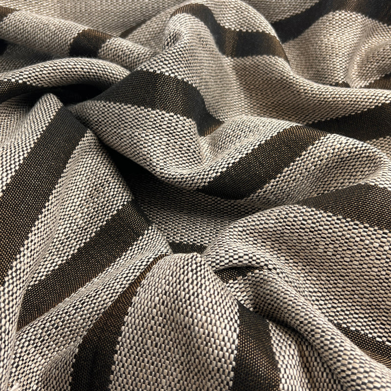 Natural & Brown Box Weave Woven Stripe Upholstery - 60" Maker's Cut