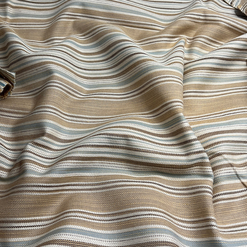 Tan & Blue Striped Upholstery w/ Coated Back - 48" Maker's Cut