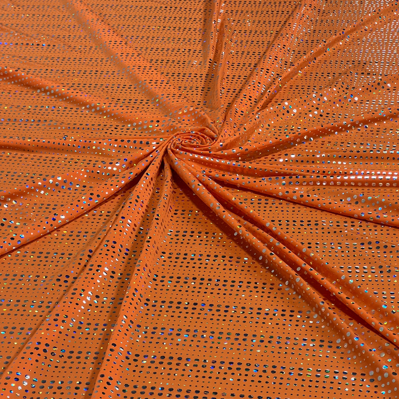 Orange Polyester Jersey with Sequin Dots - Roll Ends