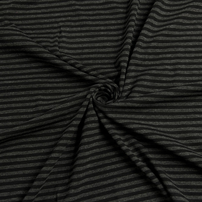 Charcoal & Black 1/8" Stripe Bamboo/Cotton Jersey - SKU 8192