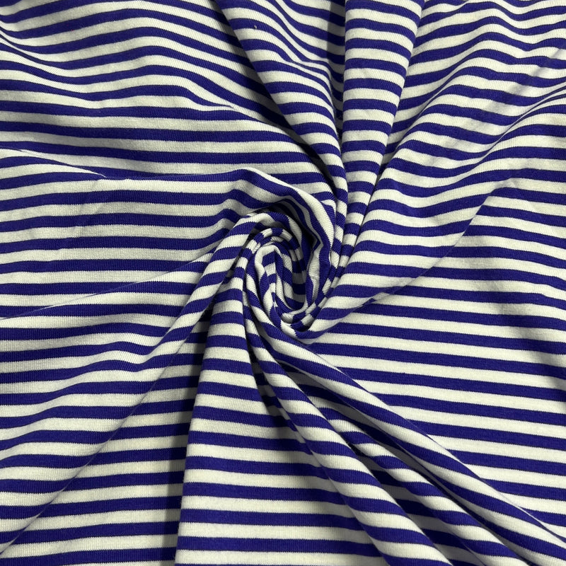 Royal & White 1/8" Stripe Bamboo/Cotton Jersey - SKU 8192