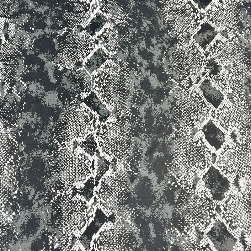Black Snakeskin Print Interlock - 110GSM, 100% Polyester, 61/63" Wide - SKU 3181 #S30