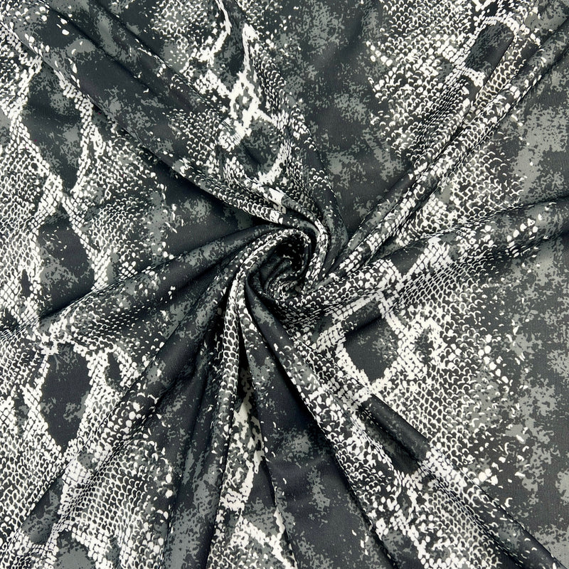 Black Snakeskin Print Interlock - 110GSM, 100% Polyester, 61/63" Wide - SKU 3181 #S30