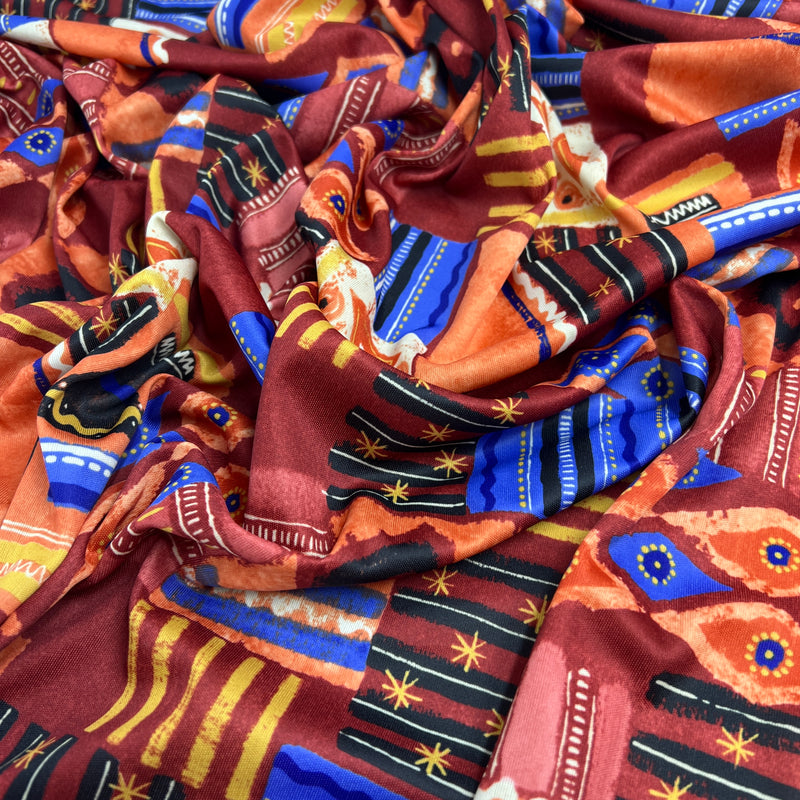 Navajo Patchwork Print Interlock - Polyester/Lycra, 63" Wide - SKU 3181 #S30