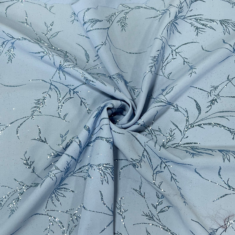 Periwinkle Vienna Glitter Print - 100% Polyester Crepe, 60" Wide