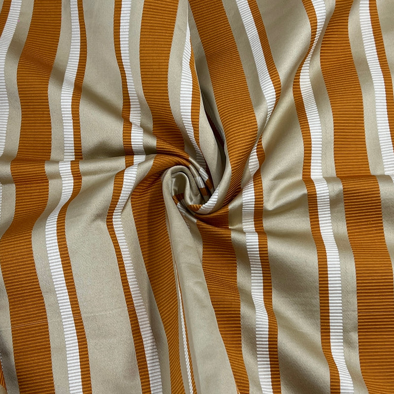 Orange & White Corded Stripe Upholstery Sateen - 46" Maker's Cut
