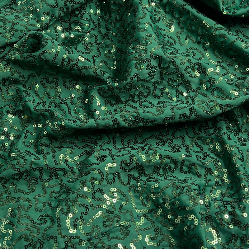 Hunter Green Jersey With Sequin Squiggles - 2-Yard Roll End