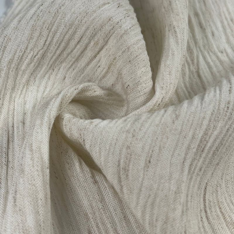 Natural Toned Crinkled Linen Gauze - 112" Roll End
