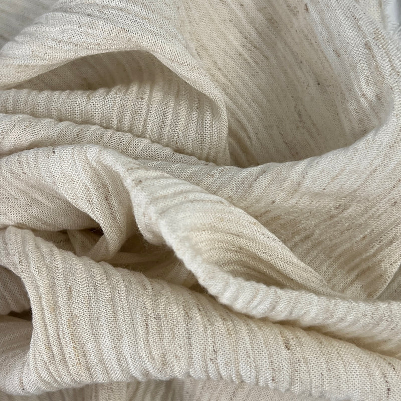 Natural Toned Crinkled Linen Gauze - 112" Roll End