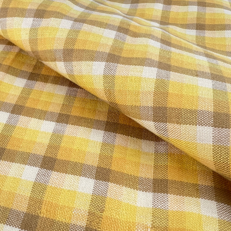 Yarn-Dye Plaid 100% Cotton Shirting - Mustard | SKU 5927A #S162