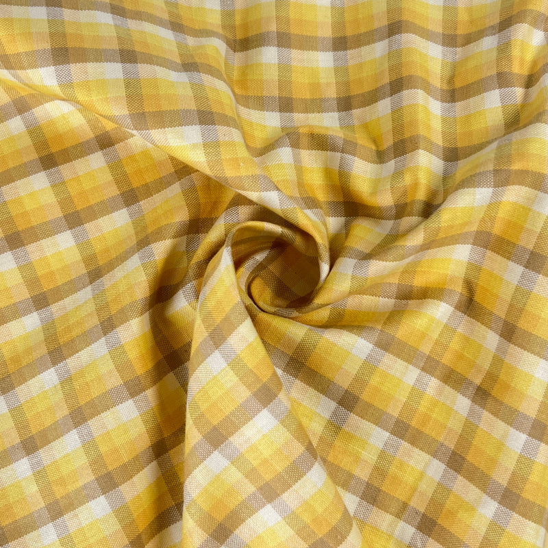 Yarn-Dye Plaid 100% Cotton Shirting - Mustard | SKU 5927A #S162
