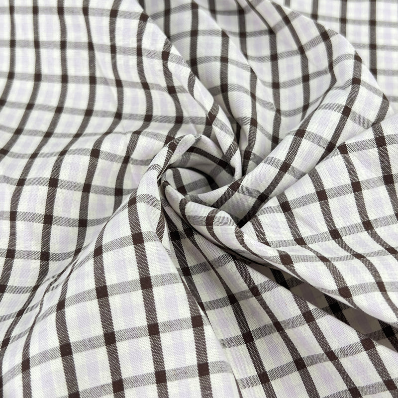 Yarn-Dye Plaid 100% Cotton Shirting - Brown & Lavender | SKU 5927A #S162
