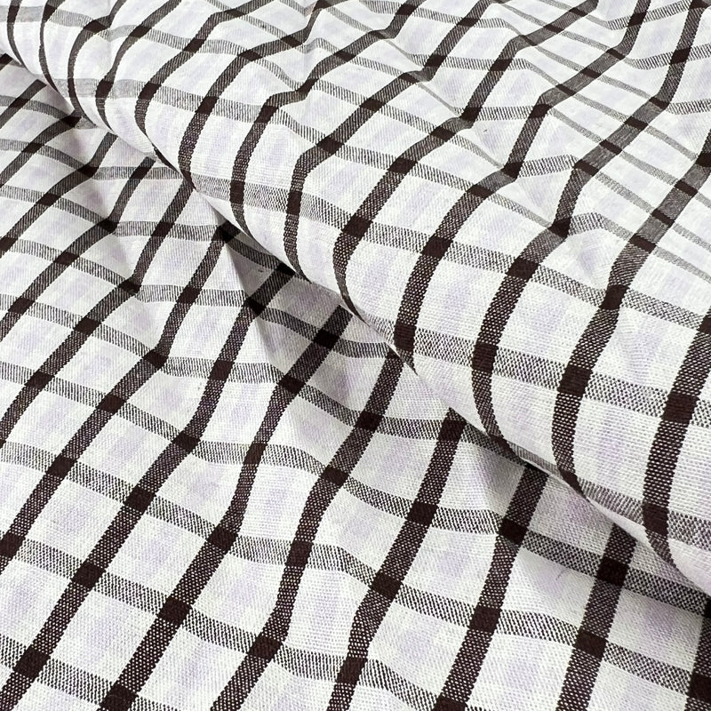 Yarn-Dye Plaid 100% Cotton Shirting - Brown & Lavender | SKU 5927A #S162