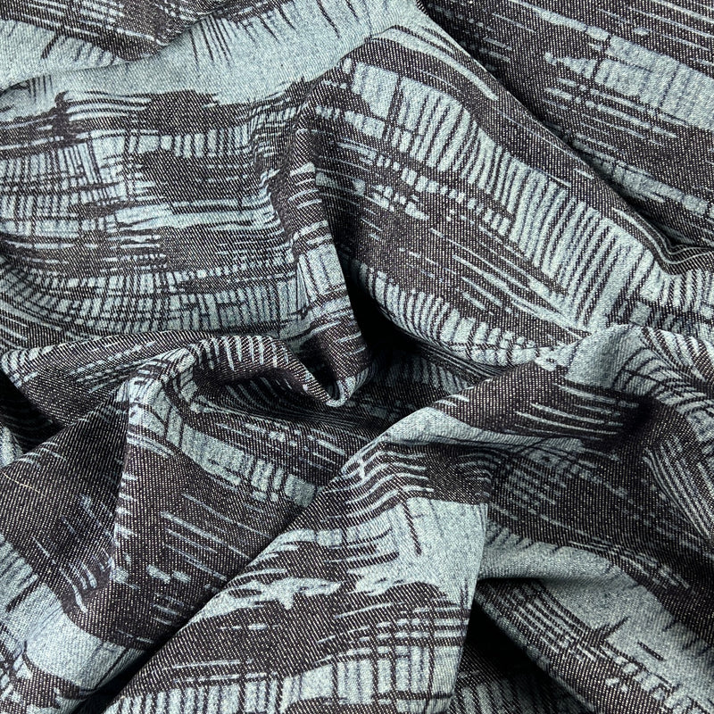 Abstract Woodgrain - Custom Laser Etched Stretch Denim - 10 Ounce Indigo | SKU 7913