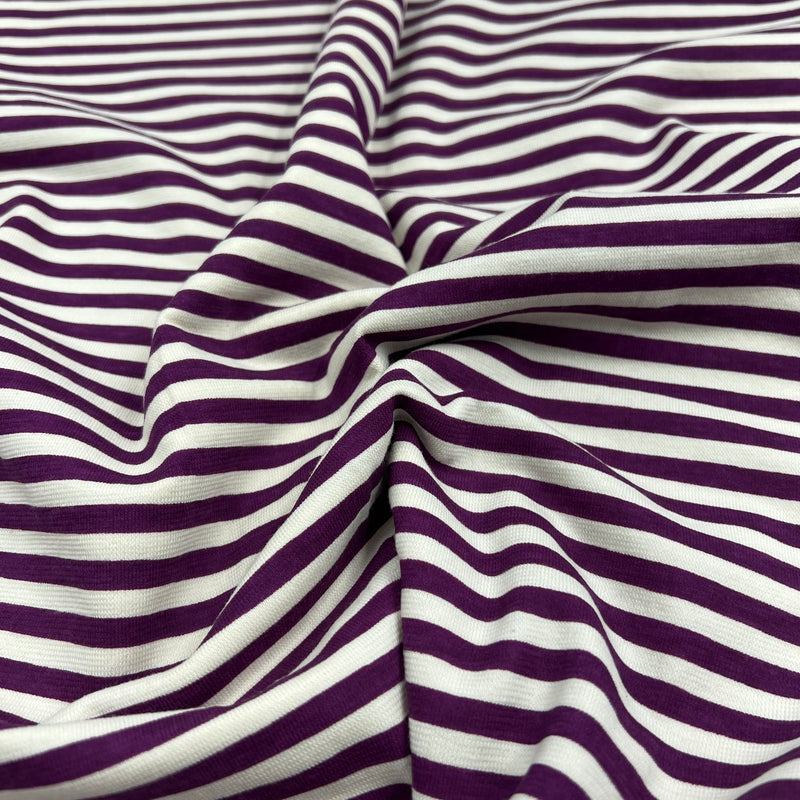 Magenta & Natural 1/4" Stripe Cotton Jersey - Project Ready Pieces
