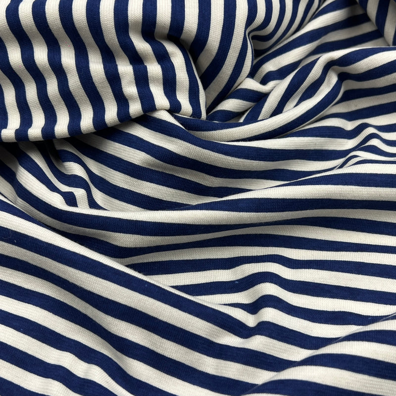 Navy & Natural 1/4" Stripe Cotton Jersey - Project Ready Pieces