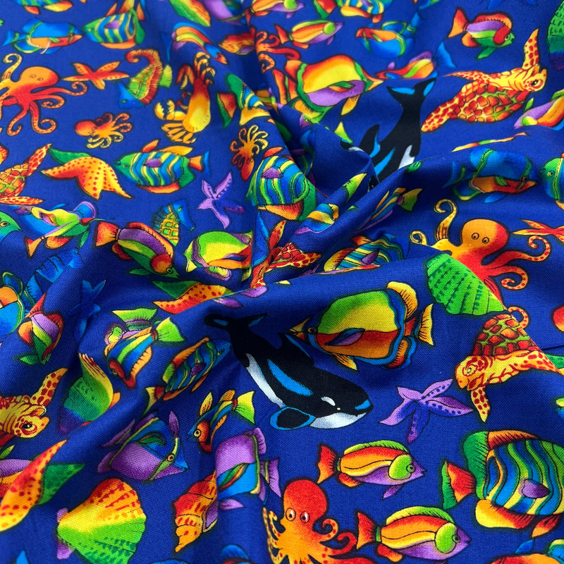 Giggles - Sea Animals by Hoffman International Fabrics | 100% Cotton Quilting Fabric
