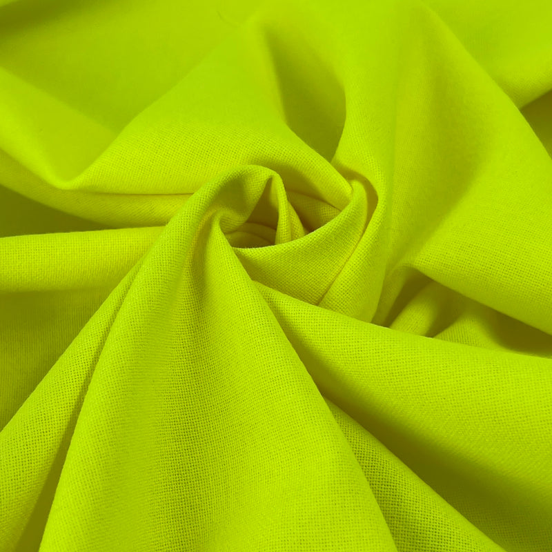 Mock-Linen Cotton Shirting - Safety Yellow | REMNANTS