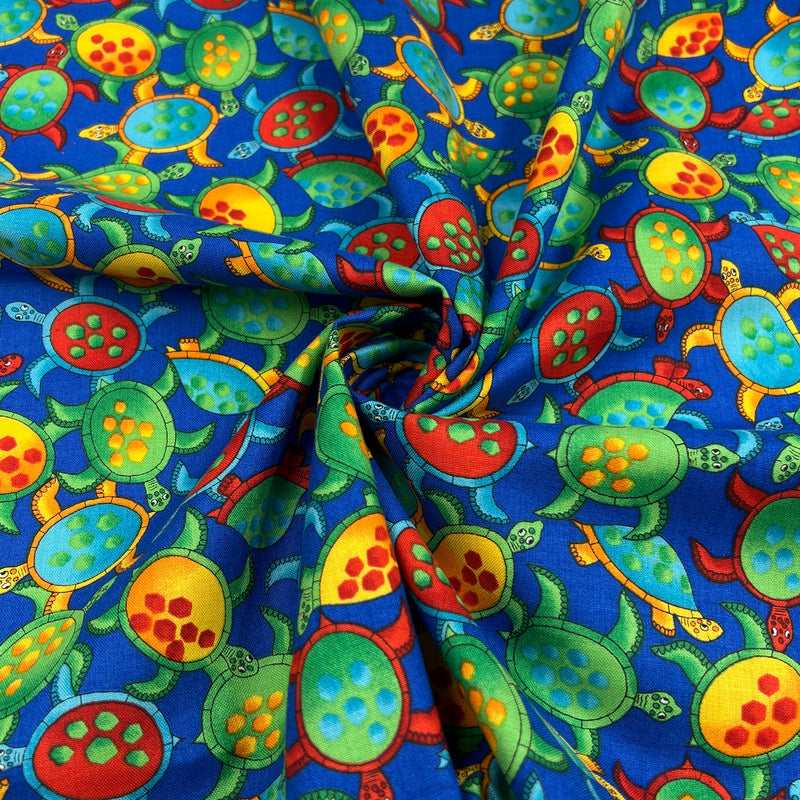 Sea Turtles on Blue by Hoffman California Fabrics | 100% Cotton Quilting Fabric