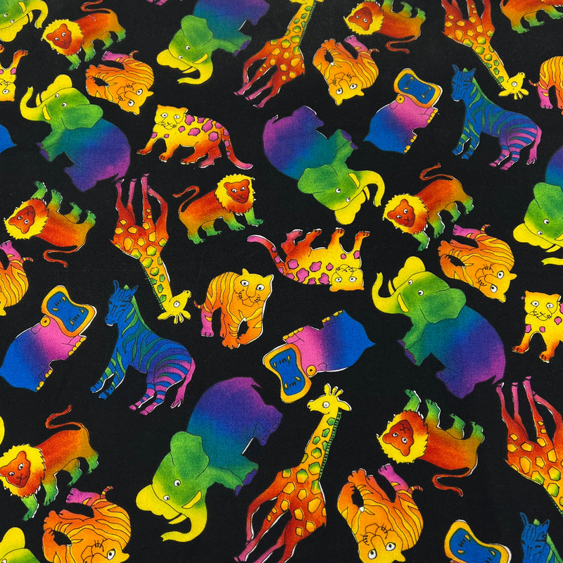 Rainbow Jungle Animals by Robert Kaufman | 100% Cotton Quilting Fabric