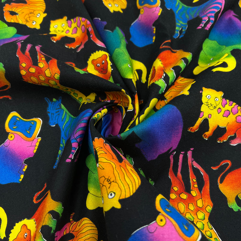Rainbow Jungle Animals by Robert Kaufman | 100% Cotton Quilting Fabric