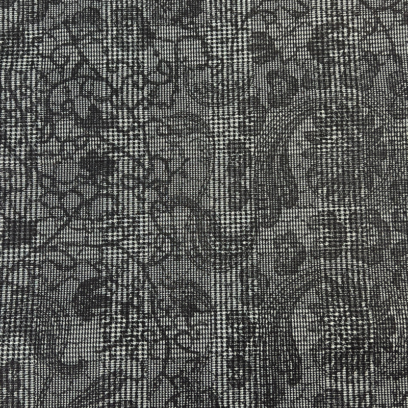 Floral & Plaid Overlay - Printed Black Canvas | 7967 #U1