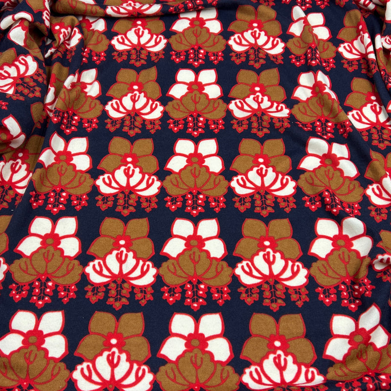 Scandi Mod Retro Floral Sweater Knit - 88" Roll End