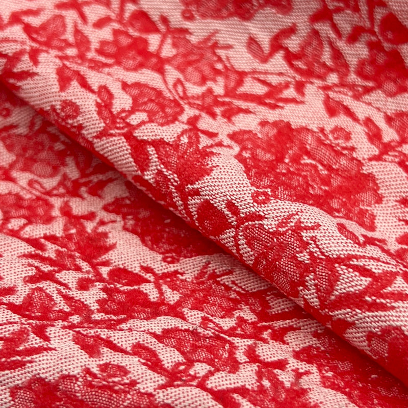 Floral Jacquard Stretch Chambray - Melon | 7956 #S99