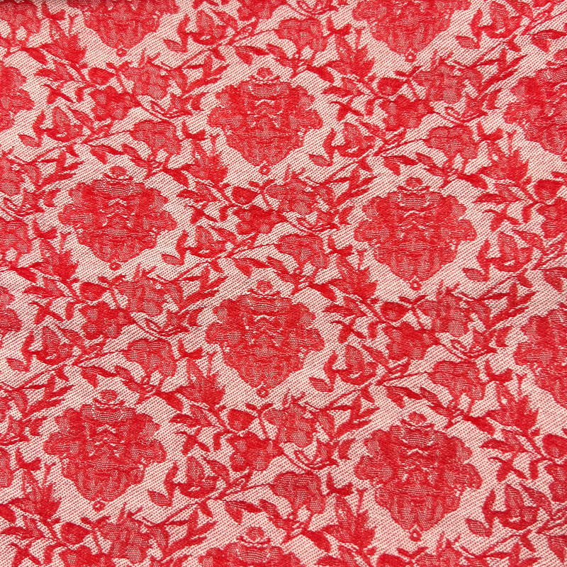 Floral Jacquard Stretch Chambray - Melon | 7956 #S99