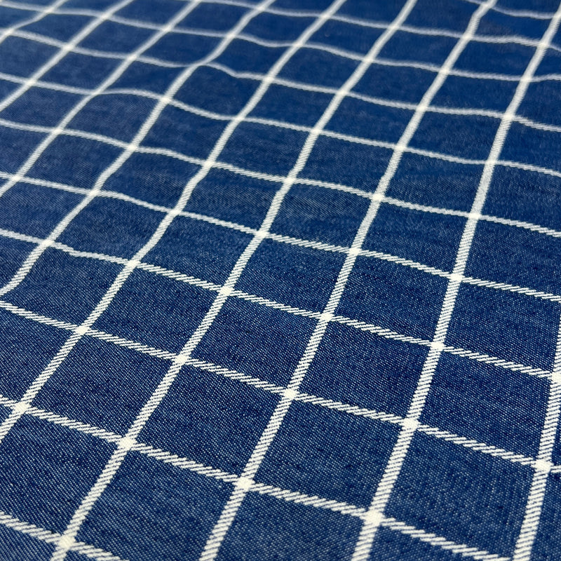 Featherweight 3.5 Ounce Denim - 1" Ticked Check - 34" Roll End