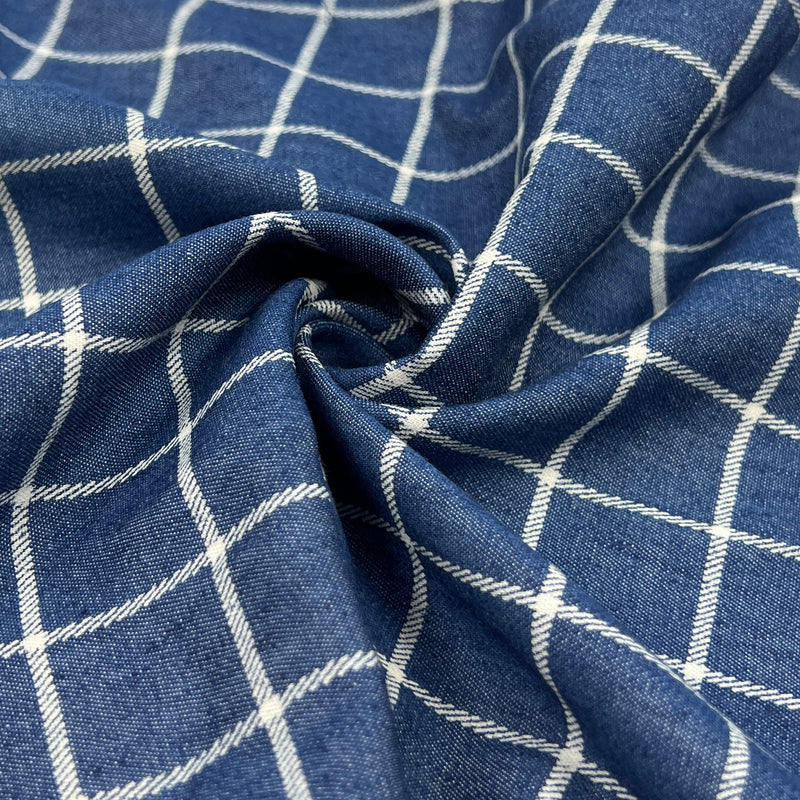 Featherweight 3.5 Ounce Denim - 1" Ticked Check - 34" Roll End