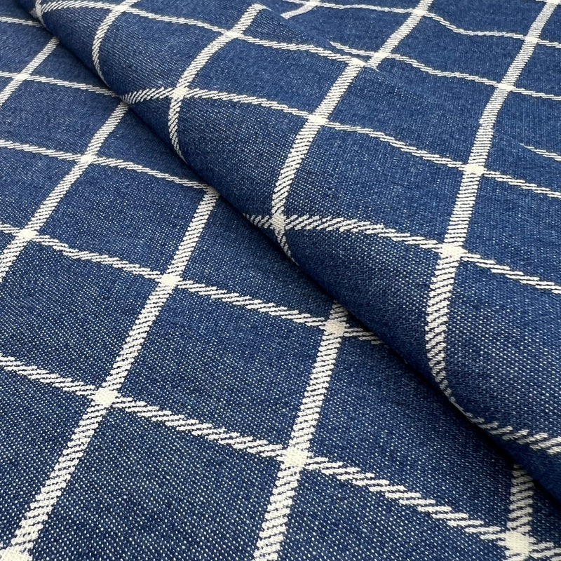 Featherweight 3.5 Ounce Denim - 1" Ticked Check - 34" Roll End