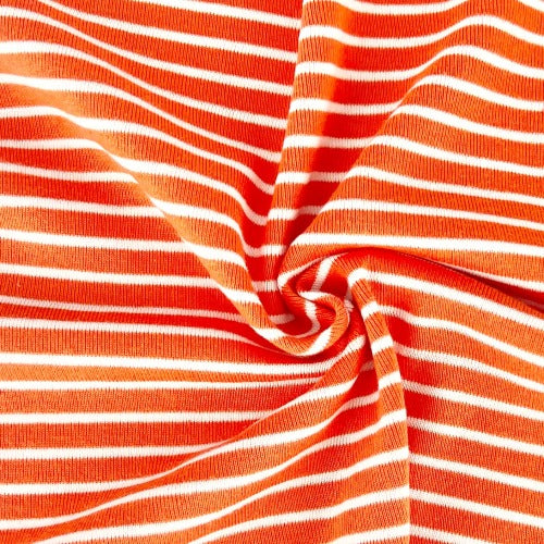 Orange|White #S102 Rib Stripe By Leslie - SKU 6973B
