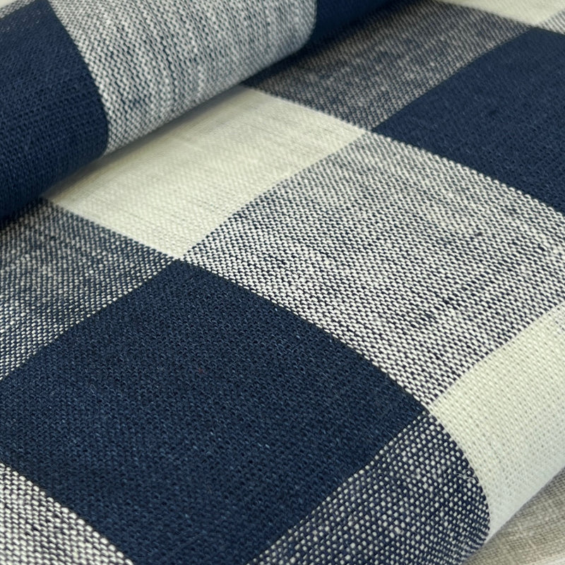 Home Décor Cuts - Navy & White 2" Check | 72" REMNANT