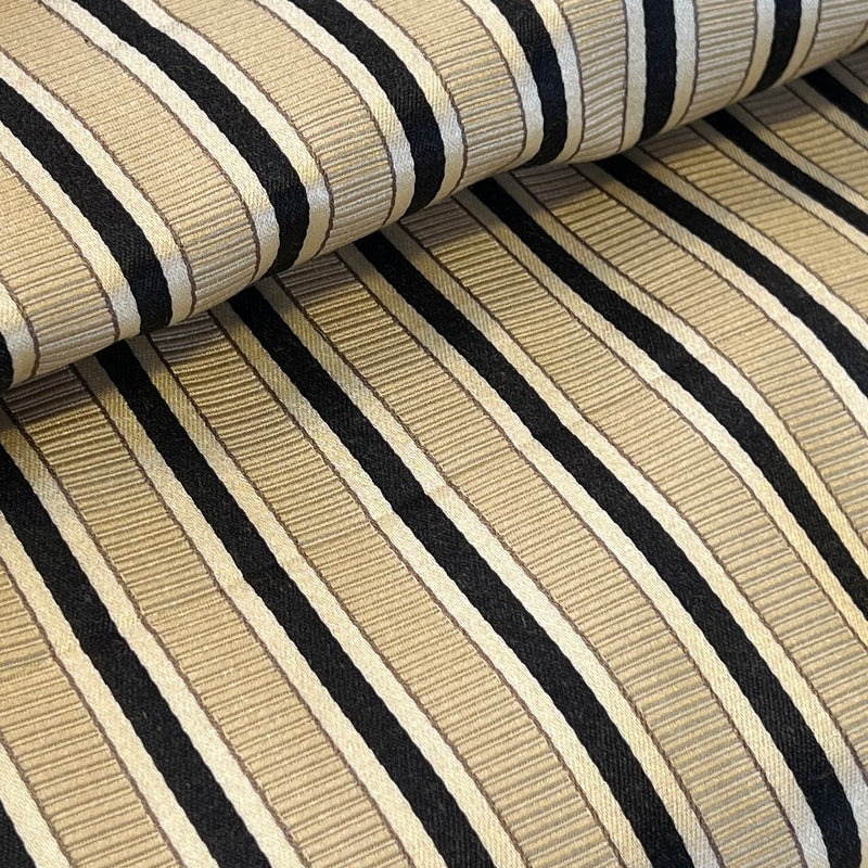 Home Décor Cuts - Black & Gold Textured Stripe | 84" REMNANT