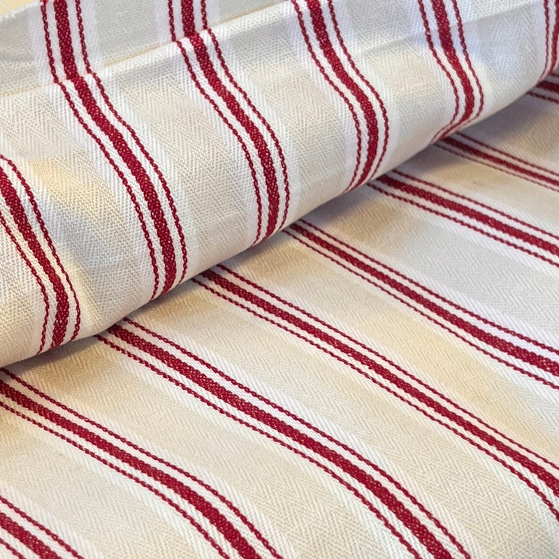 Home Décor Cuts - Ivory & Red Nautical Stripe | 68" REMNANT